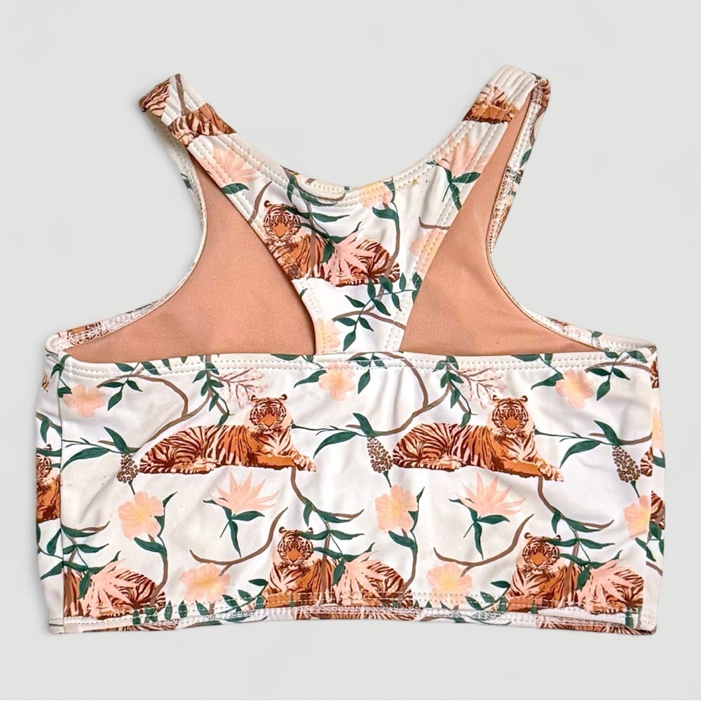 Kortni Jeane Girls Size 5 Two-Piece Swimsuit – Tigers + Pink Ribbed - Picture 3 of 8